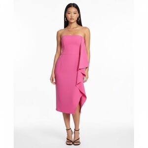 Halston Heritage Vibrant Pink Strapless Dress